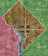 Satellite image of Washington, DC area.